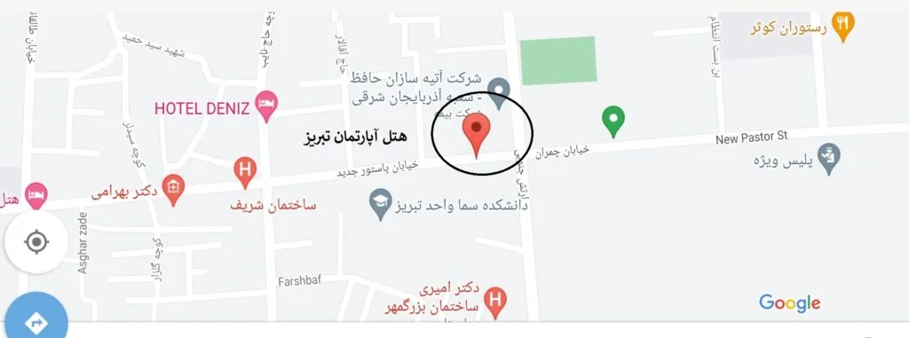 موقعیت مکانی هتل آپارتمان تبریز